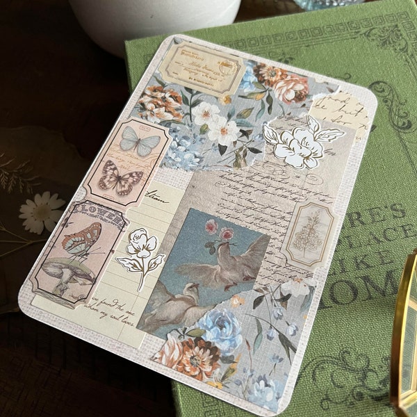 Kindle Case Insert | Digital Download | Printable | jayemslibrary | Kindle Paperwhite Signature | Butterfly Scrapbook | Blue Decor Floral