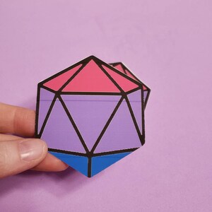Bisexual d20 pride sticker, pride d20 sticker, pride sticker, d20 sticker, pride D&D sticker, bisexual D and D sticker, bisexual sticker