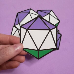 Gender Queer d20 pride sticker, pride d20 sticker, pride sticker, d20 sticker, pride D&D sticker, gender Queer  sticker, gender Queer  pride