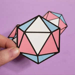 Transgender d20 pride sticker, pride d20 sticker, pride sticker, d20 sticker, pride D&D sticker, Transgender D and D sticker, trans pride