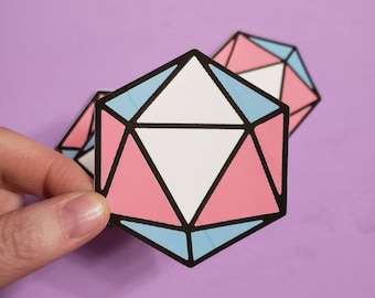 Transgender d20 pride sticker, pride d20 sticker, pride sticker, d20 sticker, pride D&D sticker, Transgender D and D sticker, trans pride