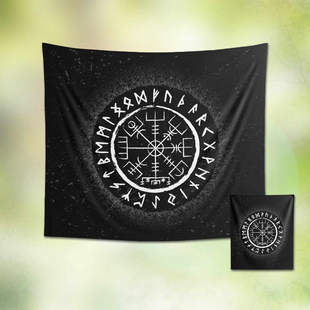 Vegvisir Wall Tapestry Viking Compass Wall Hanging Norse Protection