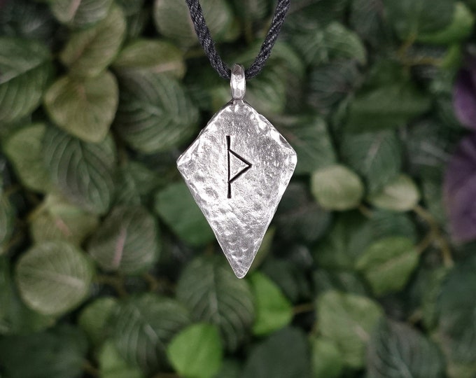 Thurisaz Rune Necklace, Elder Futhark Pendant Norse Viking Necklace Adjustable Length Vegan Cord Hypoallergenic Jewelry Zero Waste Gift Wrap