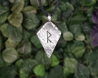Raido Rune Necklace, Elder Futhark Pendant Norse Viking Necklace, Adjustable Length Vegan Cord Hypoallergenic Jewelry, Zero Waste Gift Wrap