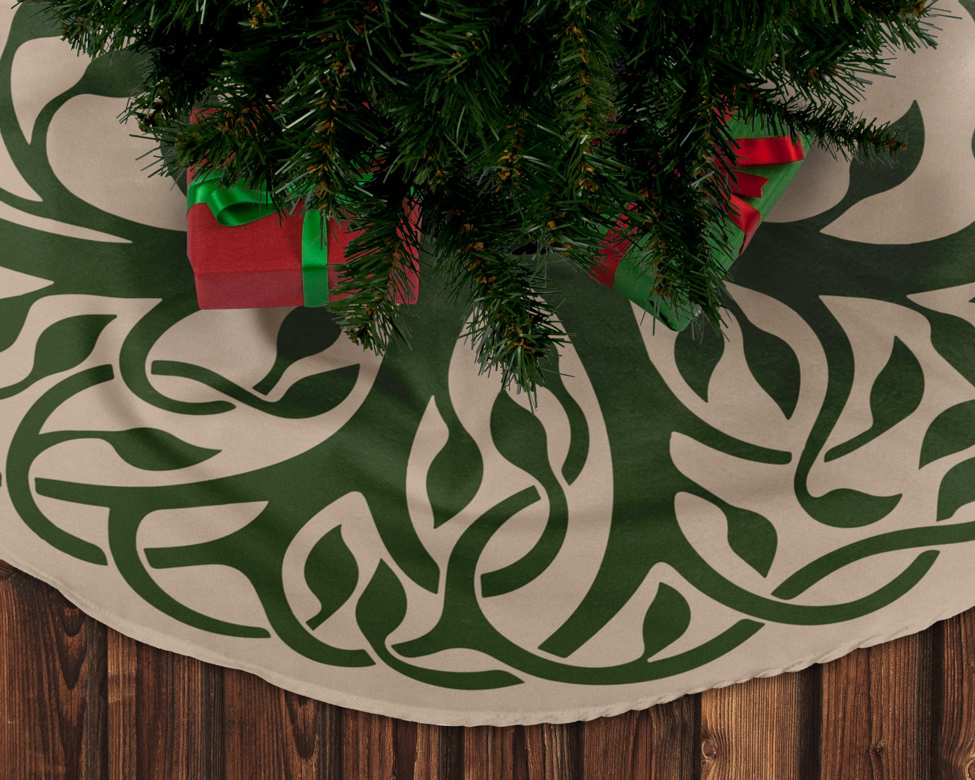 Yggdrasil Christmas Tree Skirt Festive Viking Pagan Yule Decor