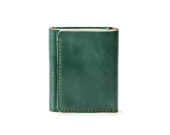 Kleine Grüne Leder Geldbörse, Mann Grün Leder Graviert Portemonnaie, Kleines Grünes Portemonnaie, 3. Jahrestag Geschenk