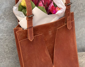 Real Leather Handbag, Shoulder Bag, Personalized Soft Tote