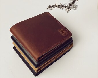 Cartera de cuero genuino, regalo fino hecho a mano para hombres