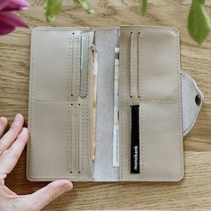 Luxus Beige Frau Brieftasche, personalisierte Karte Brieftasche Geschenk
