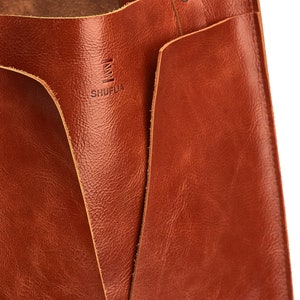 Handmade Brown Leather Handbag, Brown Leather Shoulder Bag Woman, Woman Brown Leather Tote Bag, 3rd Leather Anniversary Gift image 8