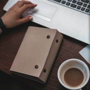 Handmade Journal with Leather Cover and Refillable Kraft Paper, Coworker Gift, Gift for Writers image 4