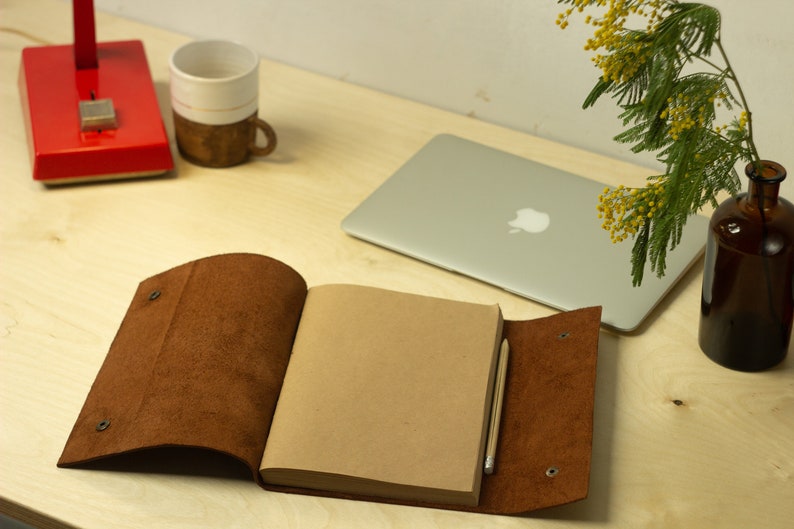 Kraft Notebook, Leather Refillable Journal works well as Habit Tracker, Gratitude Journal, Student or Goal Planner image 6