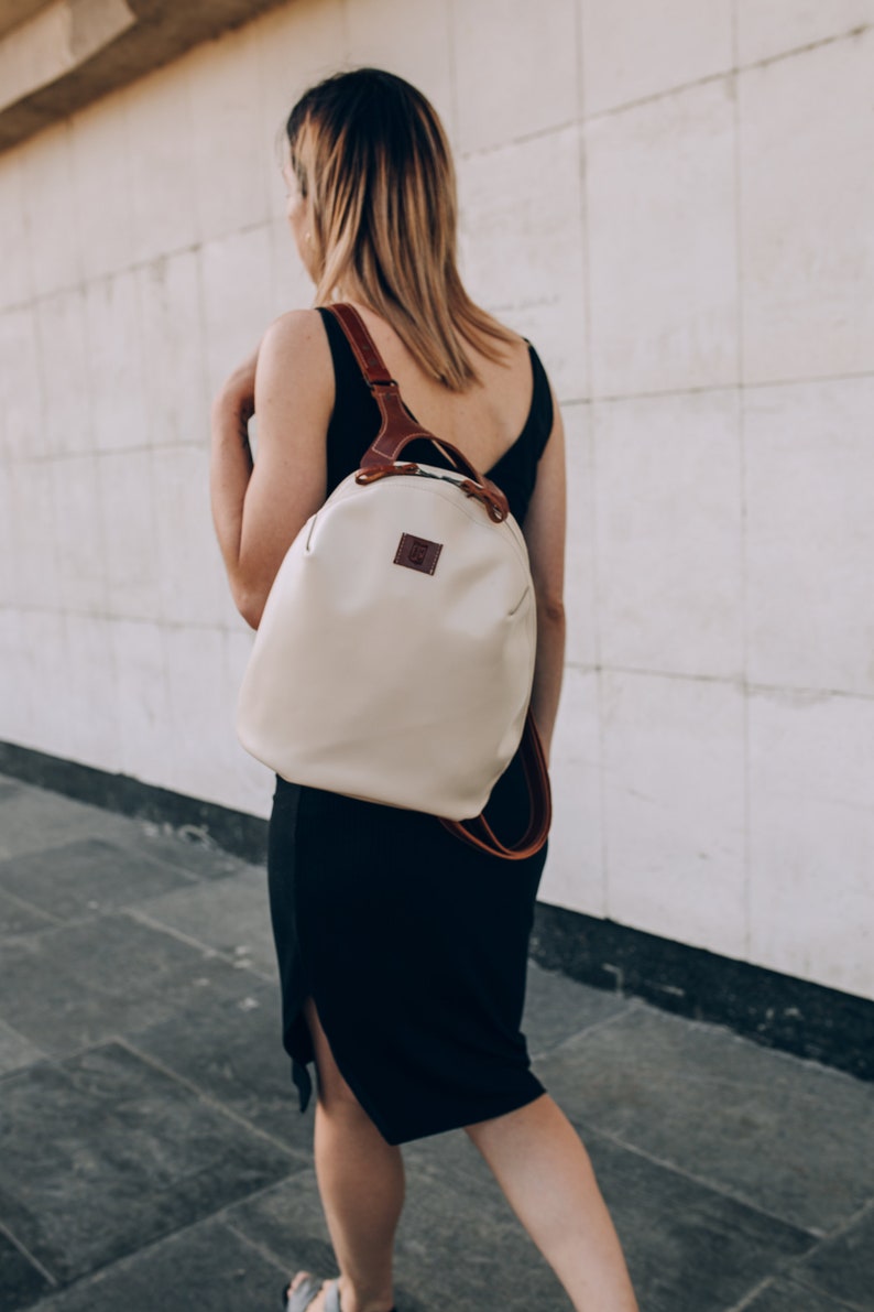 Uniquely Designer Backpack for Women, Handmade Leather Rucksack, Christmas Gift image 7