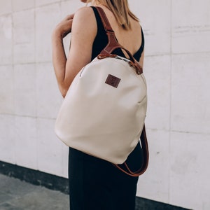 Uniquely Designer Backpack for Women, Handmade Leather Rucksack, Christmas Gift image 4