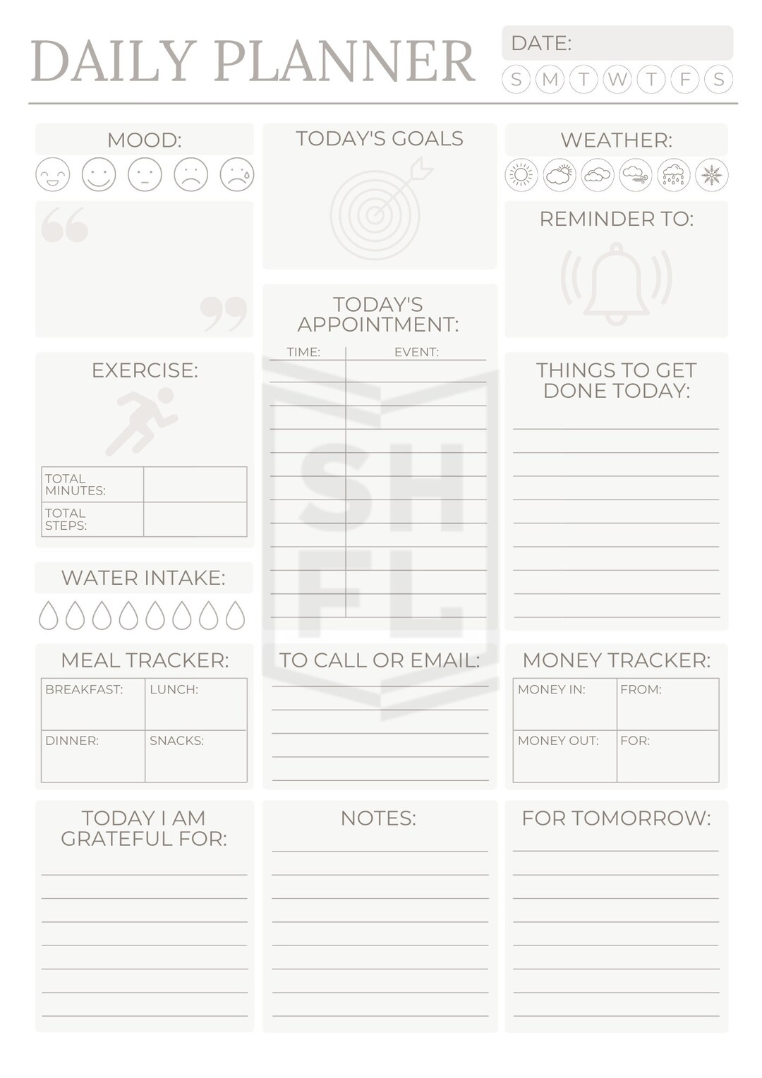 24 Hour Daily Planner, Daily Planner Printable, Daily Planner Digital ...
