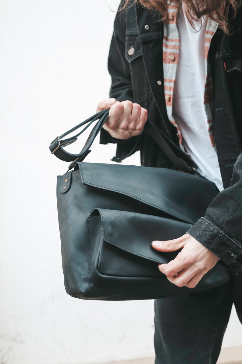 Grande borsa in pelle con manico superiore, borsa per laptop a cartella in pelle, regalo Rieltor per gli uomini immagine 2