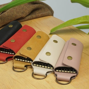 Custom Personalized Leather Key Holder, Small Keychain Pouch, Gift for Him, Christmas Gifts image 2