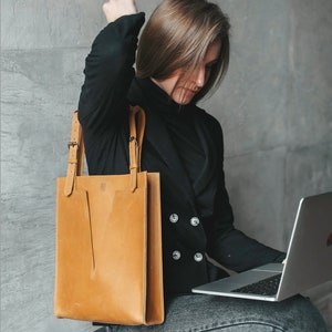 Lunch Bag for Woman, Perfect Laptop Leather Bag for Women, Your Everyday Bag, Work Bag Carryall image 8