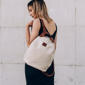 Uniquely Designer Backpack for Women, Handmade Leather Rucksack, Christmas Gift image 2