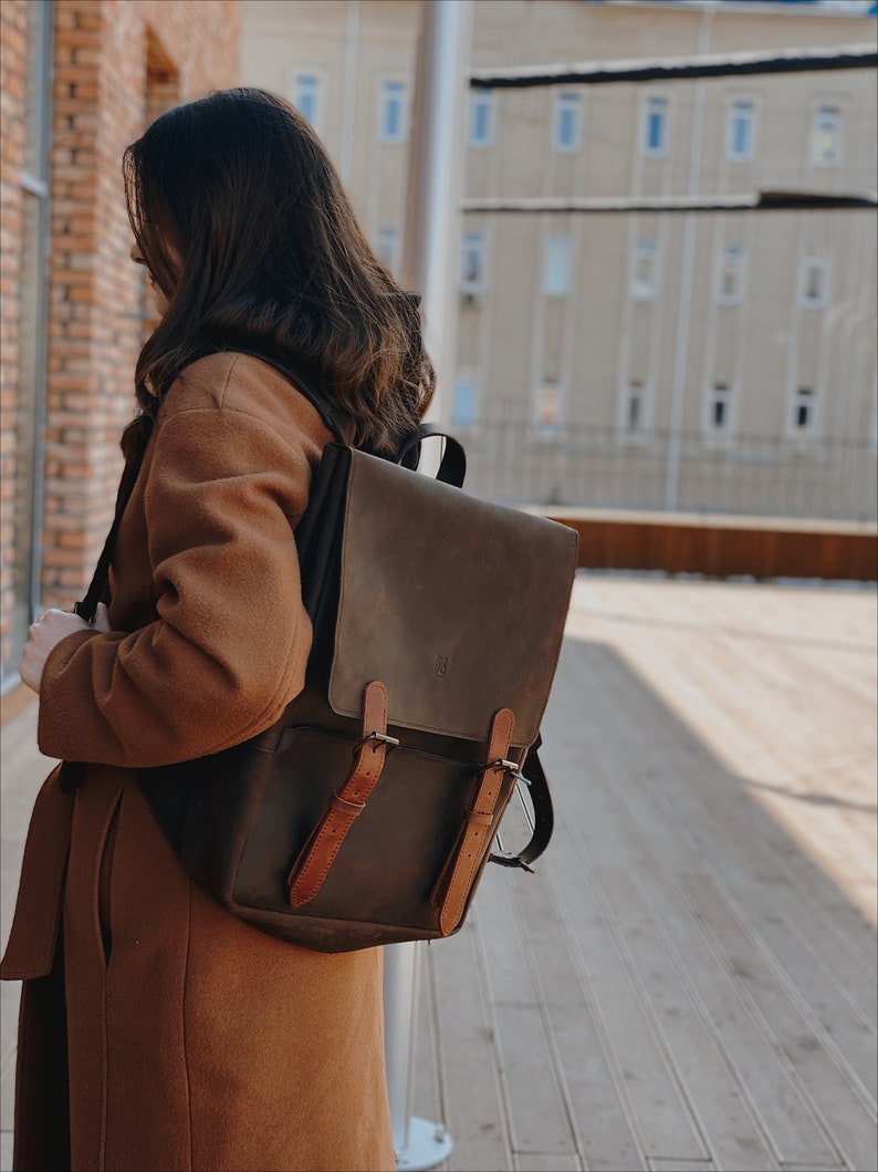 Leather Women Backpacks, Boho City Hipster Rucksack image 3