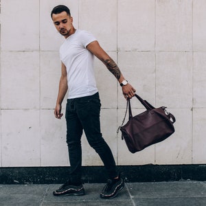 Leather Gym Bag, Leather Duffel Bag, Leather Sports Bag for Men