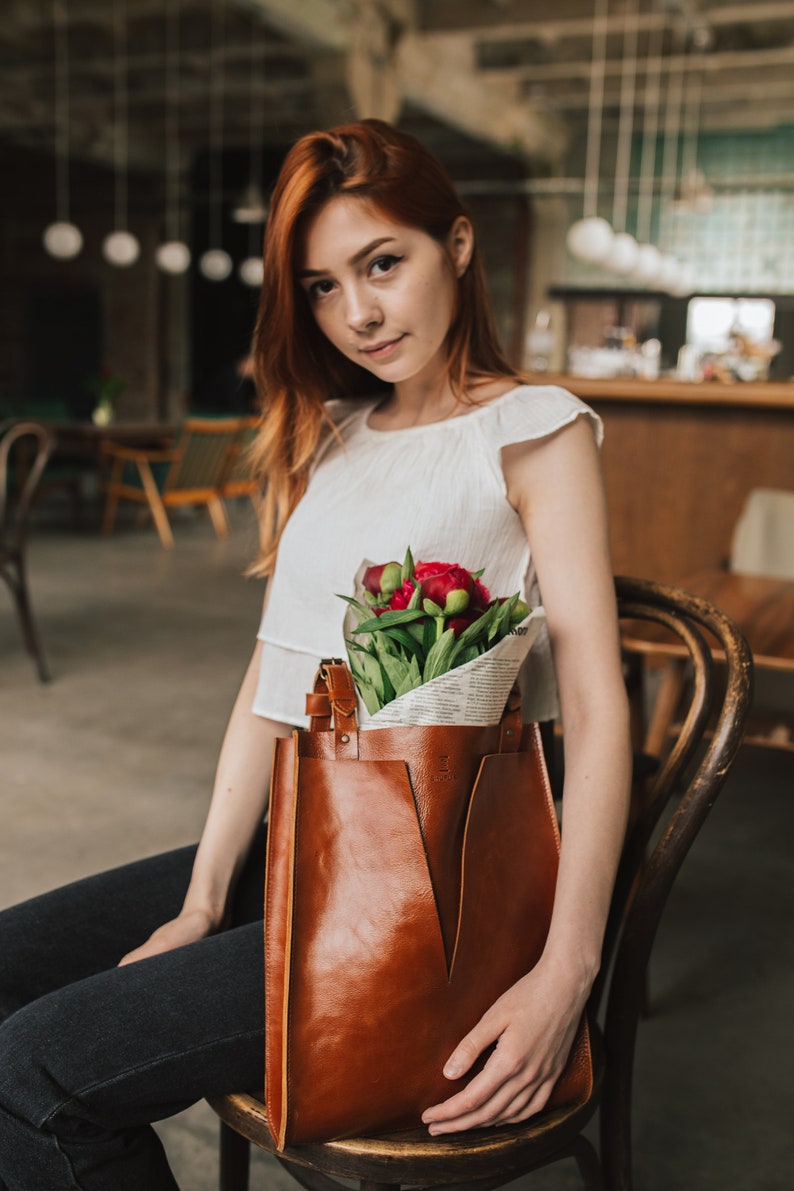Real Leather Handbag, Shoulder Bag, Personalized Soft Tote image 5