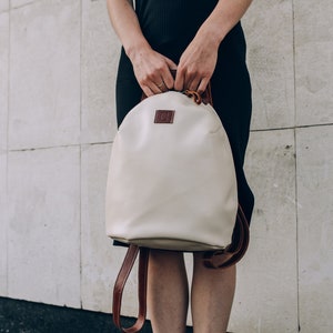Uniquely Designer Backpack for Women, Handmade Leather Rucksack, Christmas Gift image 6
