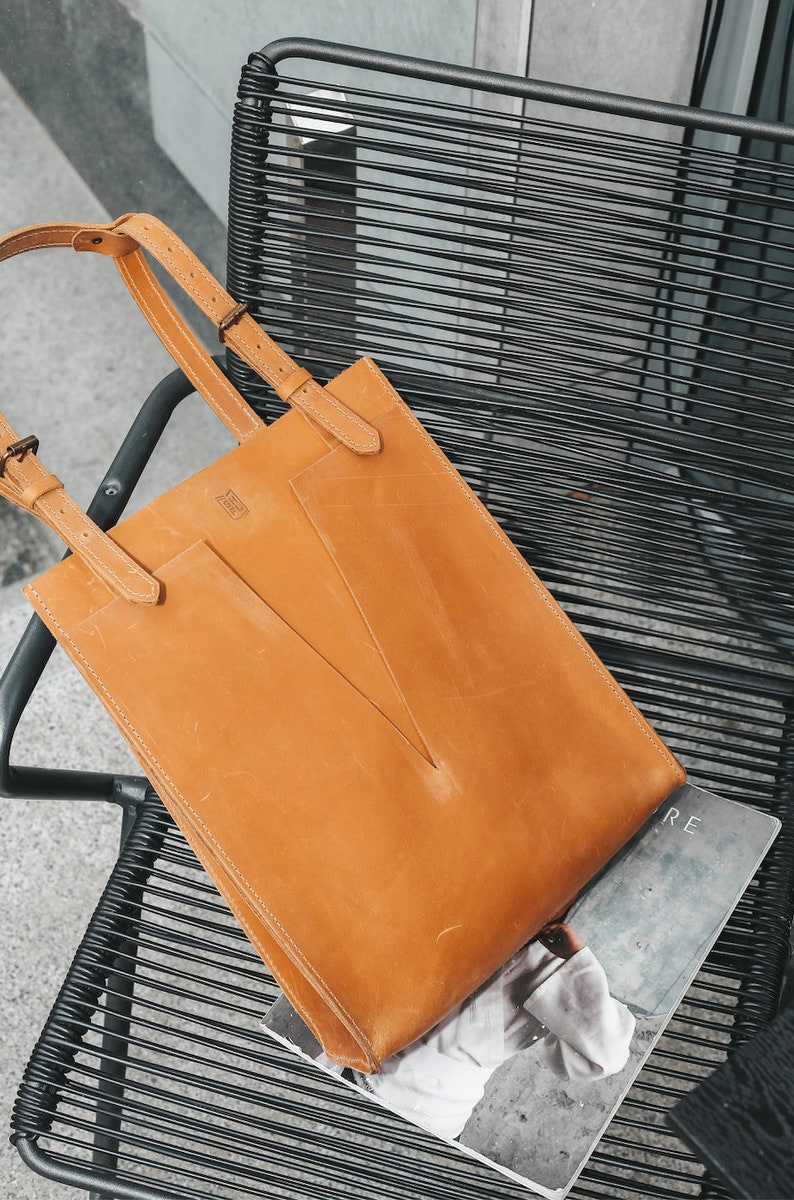 Handmade Leather Laptop Bag, Vintage Shoulder Tote for Women, Gifts for Her image 10