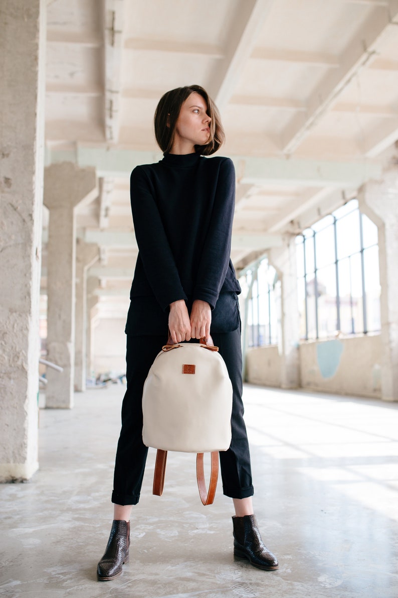 Uniquely Designer Backpack for Women, Handmade Leather Rucksack, Christmas Gift image 9
