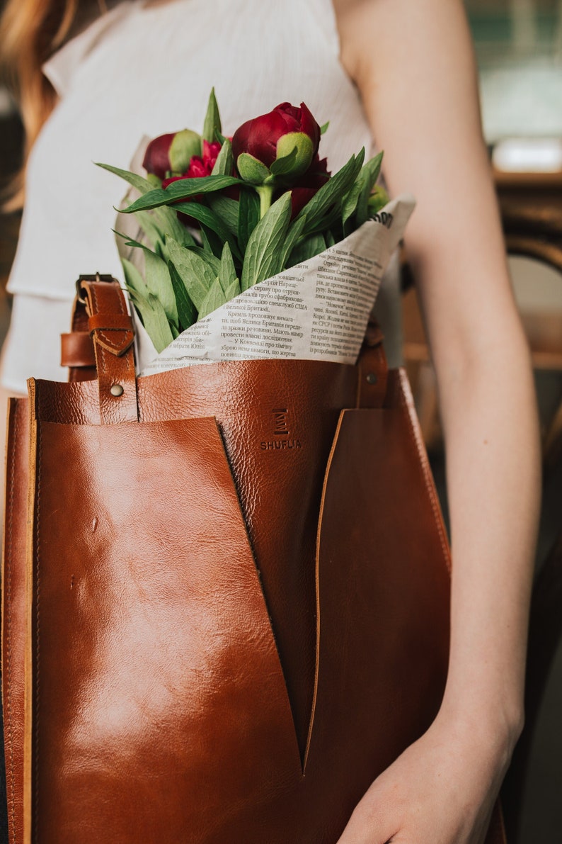 Real Leather Handbag, Shoulder Bag, Personalized Soft Tote image 2