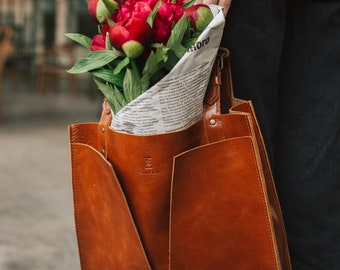 Real Leather Handbag, Shoulder Bag, Personalized Soft Tote