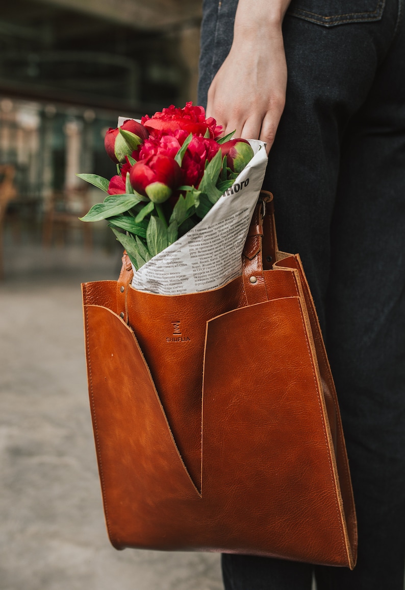 Real Leather Handbag, Shoulder Bag, Personalized Soft Tote image 1