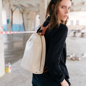 Uniquely Designer Backpack for Women, Handmade Leather Rucksack, Christmas Gift image 1