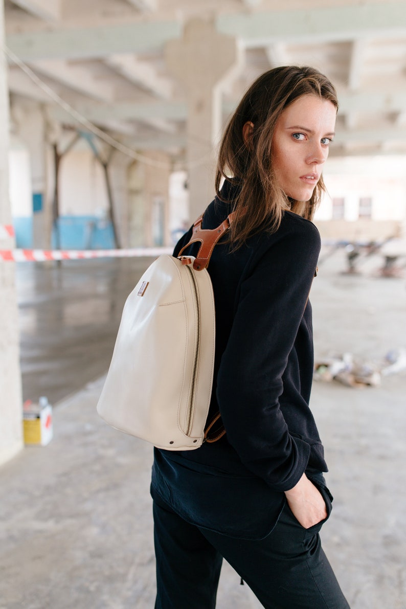 Uniquely Designer Backpack for Women, Handmade Leather Rucksack, Christmas Gift image 1
