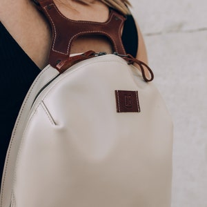 Uniquely Designer Backpack for Women, Handmade Leather Rucksack, Christmas Gift image 3