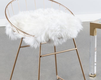Genuine Sheepskin Seat Chair Stool Pad mini rug carpet ivory off white