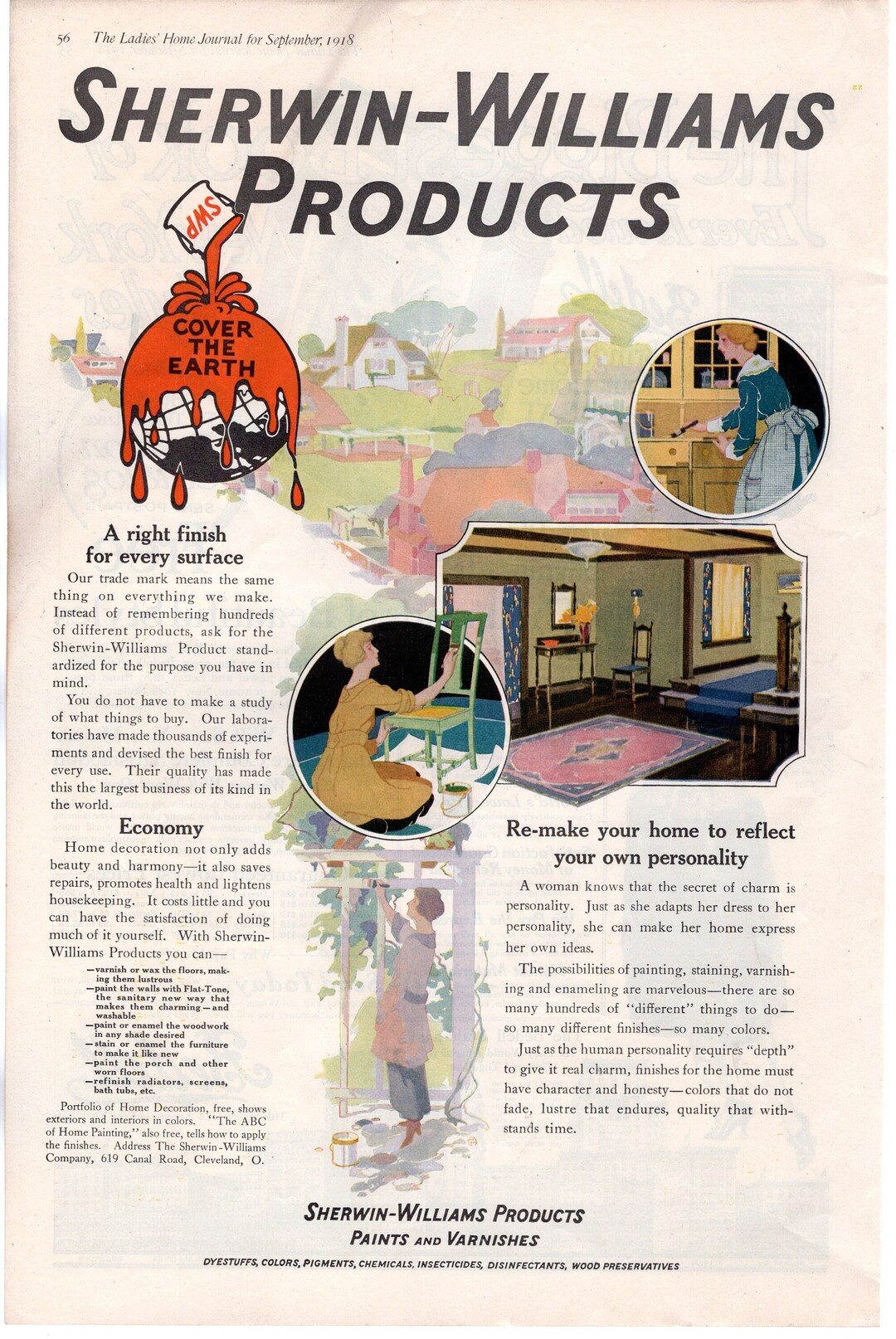 1918 Original Vintage Sherwinwilliams Paint Magazine Ad Etsy