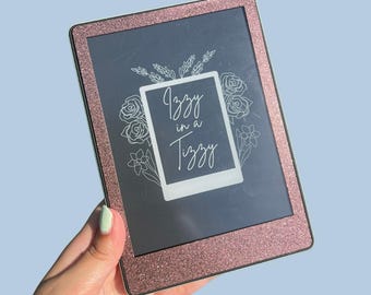 Rose Glitter Kindle Skin- Glittery Kindle Decal, Pink Kindle Decal, Sparkly Pink Kindle skin, Kindle Paperwhite Skin, Reusable Kindle Skin