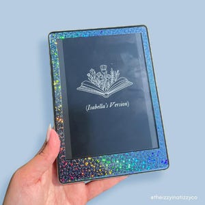 Holographic Sparkle E-Reader Skin, Removable Kindle Paperwhite, adhesive skin holographic kindle decal, sparkly kindle basic, kindle oasis