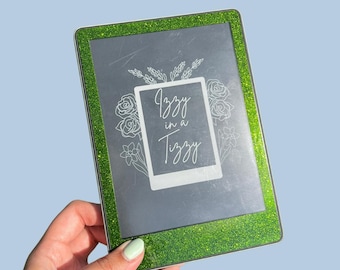 Green Glitter Kindle Skin- Glittery Kindle Decal, Green Kindle Decal,Sparkly Green Kindle skin, Kindle Paperwhite Skin, Reusable Kindle Skin