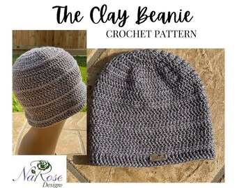 Wzór na czapkę Clay Beanie na szydełku, unisex, dla początkujących,