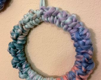 Pastel Nursery Wall Hanging, Round Woven Decor