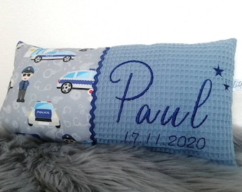 Almohada infantil de policía, regalo personalizado para nacimiento y cumpleaños