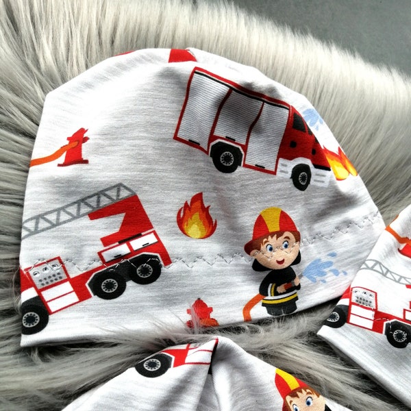 Kindermütze Feuerwehr, einlagige Beanie