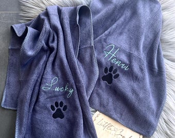Pfotentuch, Hunde Handtuch mit Namen, personalisiertes Mikrofasertuch für Hunde