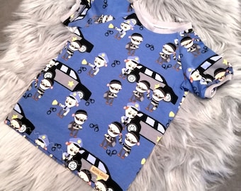 Camiseta infantil de policía, talla 86/92, jersey de algodón orgánico