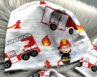 Kindermütze Feuerwehr, einlagige Beanie