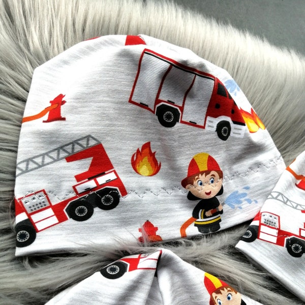 Kindermütze Feuerwehr, einlagige Beanie