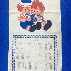 Calendrier mural vintage 1975 Raggedy Ann & Andy