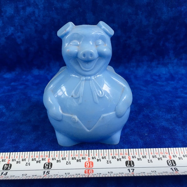 Vintage Blue Plastic Piggy Bank